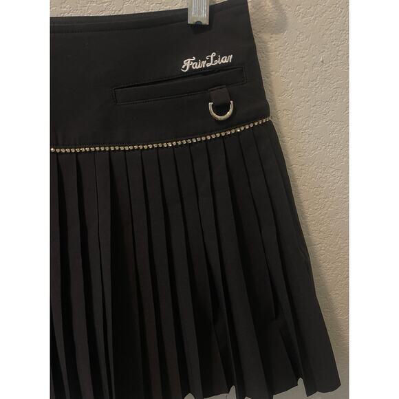FAIR LIAR Women Black Pleated Golf Mini Skirt Skort Size XS Rhinestone - Picture 3 of 7